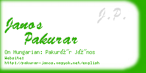 janos pakurar business card